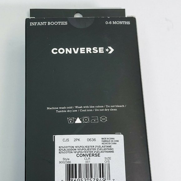 Converse Chuck Taylor Infant Booties 2 Pack 0-6 Months  Black Ivory 9002386-001 - Picture 5 of 5